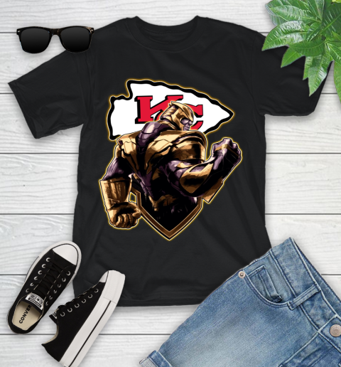 NFL Thanos Avengers Endgame Football Sports Kansas City Chiefs Youth T-Shirt 2