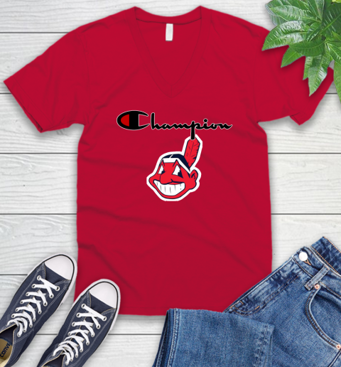 MLB Baseball Cleveland Indians Champion Shirt V-Neck T-Shirt 4