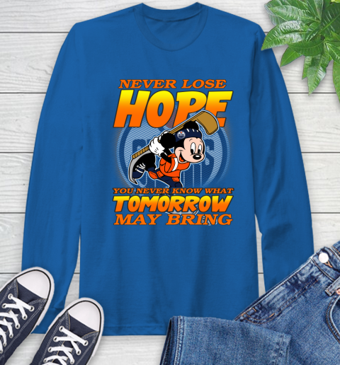 Edmonton Oilers NHL Hockey ootball Mickey Disney Never Lose Hope Long Sleeve T-Shirt 10