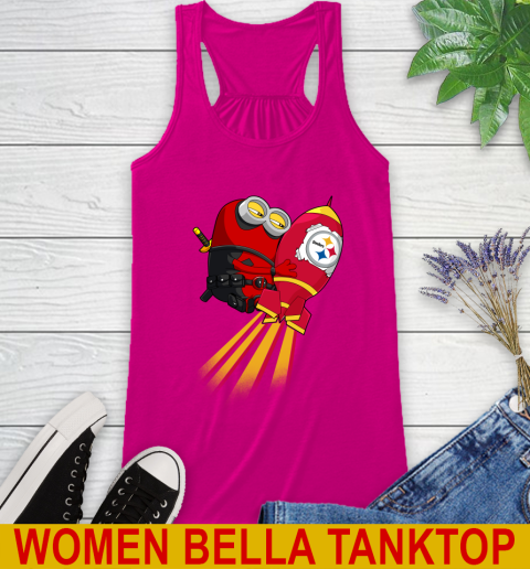 NFL Football Pittsburgh Steelers Deadpool Minion Marvel Shirt Racerback Tank 6