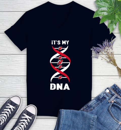New Jersey Devils NHL Hockey It's My DNA Sports Women's V-Neck T-Shirt 2