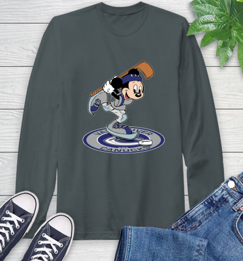 NHL Hockey Vancouver Canucks Cheerful Mickey Disney Shirt Long Sleeve T-Shirt 7