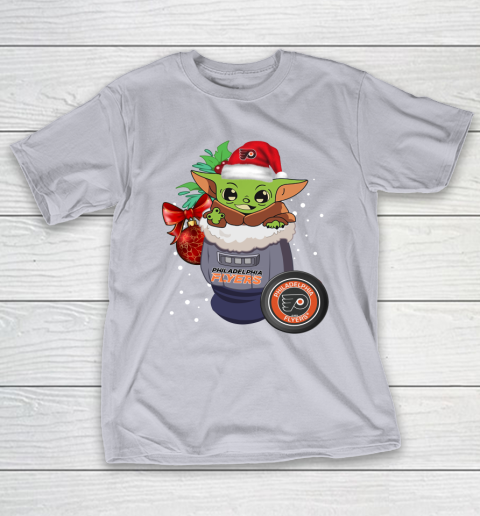 Philadelphia Flyers Christmas Baby Yoda Star Wars Funny Happy NHL T-Shirt 7