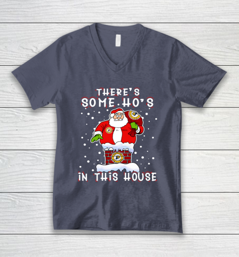 Indiana Pacers Christmas There Is Some Hos In This House Santa Stuck In The Chimney NBA V-Neck T-Shirt 7