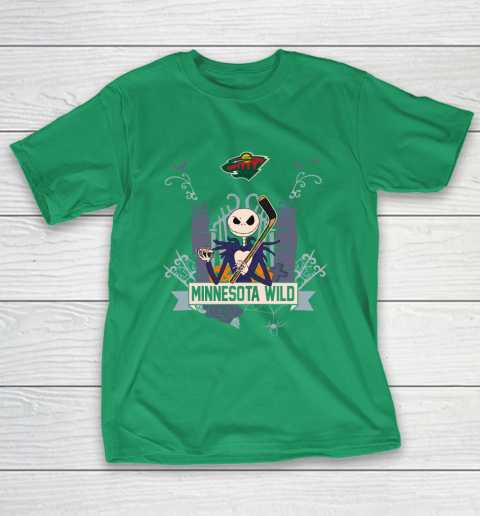NHL Minnesota Wild Hockey Jack Skellington Halloween T-Shirt 5