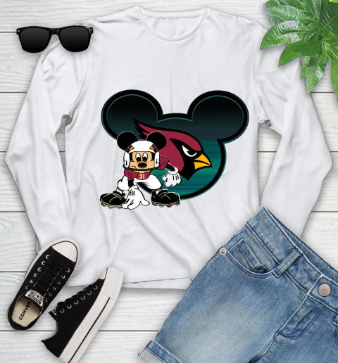 NFL Arizona Cardinals Mickey Mouse Disney Football T Shirt Youth Long Sleeve