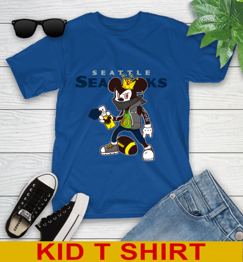 Seattle Seahawks NFL Football Mickey Peace Sign Sports Youth T-Shirt 9