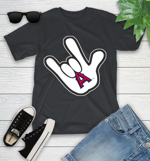 Los Angeles Angels MLB Baseball Mickey Rock Hand Disney Youth T-Shirt 2