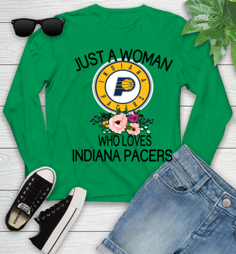 NBA Just A Woman Who Loves Indiana Pacers Basketball Sports Youth Long Sleeve 4