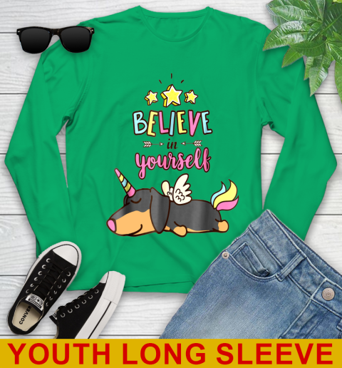 Believe in yourself dachshund unicorn 105