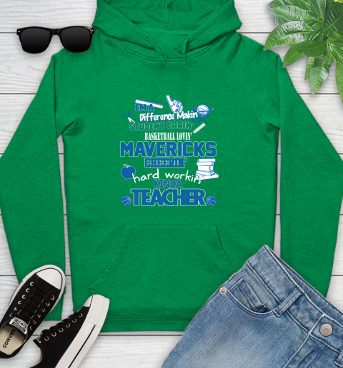 Dallas Mavericks NBA I'm A Difference Making Student Caring Basketball Loving Kinda Teacher Youth Hoodie 9
