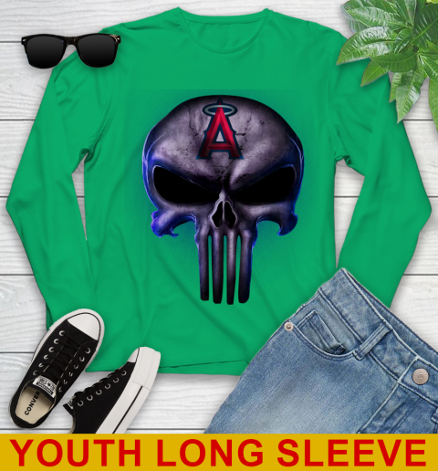 Los Angeles Angels MLB Baseball Punisher Skull Sports Youth Long Sleeve 7