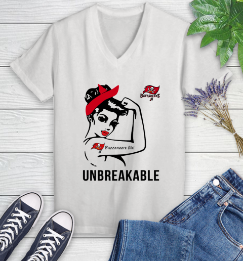 NFL Tampa Bay Buccaneers Girl Unbreakable Football Sports Women's V-Neck T-Shirt