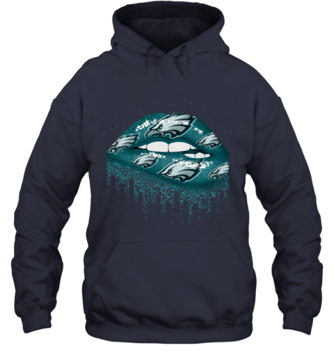 Biting Glossy Lips Sexy Philadelphia Eagles NFL Football Women's V