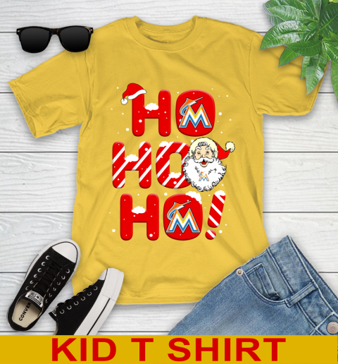 Miami Marlins MLB Baseball Ho Ho Ho Santa Claus Merry Christmas Shirt Youth T-Shirt 9