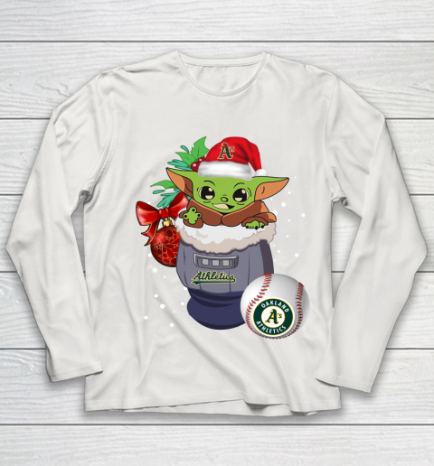 Oakland Athletics Christmas Baby Yoda Star Wars Funny Happy MLB Youth Long Sleeve 11