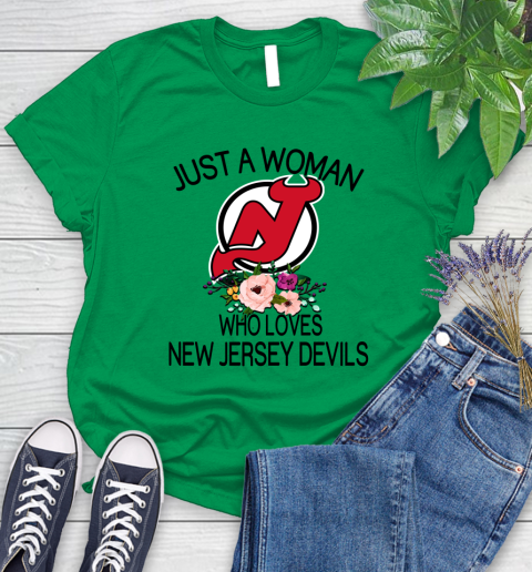 NHL Just A Woman Who Loves New Jersey Devils Hockey Sports Women's T-Shirt 4