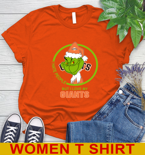 San Francisco Giants MLB Christmas Grinch I Hate People But I Love My Favorite Baseball Team Women's T-Shirt 4