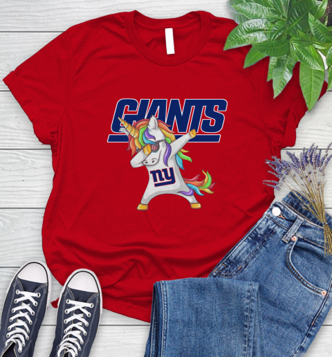 New York Giants NFL Football Funny Unicorn Dabbing Sports Women's T-Shirt 9