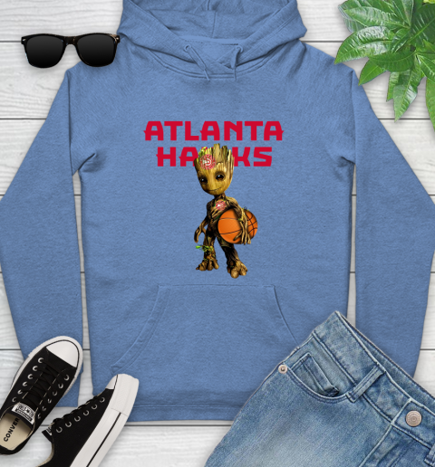 Atlanta Hawks NBA Basketball Groot Marvel Guardians Of The Galaxy Youth Hoodie 12