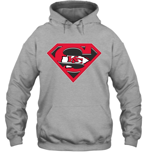 NFL Kansas City Chiefs LOGO Superman wowr nfl kansas city chiefs logo superman hoodie 23 front sport grey