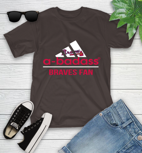 MLB A Badass Atlanta Braves Fan Adidas Baseball Sports Youth T-Shirt 7