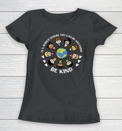 In A World Be Kind Kids Earth Anti Bullying Unity Day Orange Women's T-Shirt