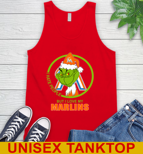 Miami Marlins MLB Christmas Grinch I Hate People But I Love My Favorite Baseball Team Tank Top 6