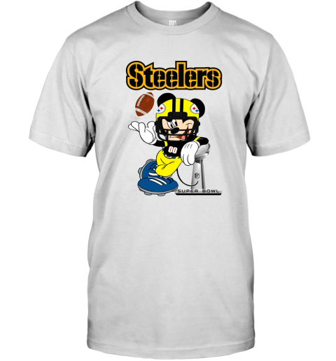 NFL Pittsburgh Steelers Mickey Mouse Disney Super Bowl Football T Shirt