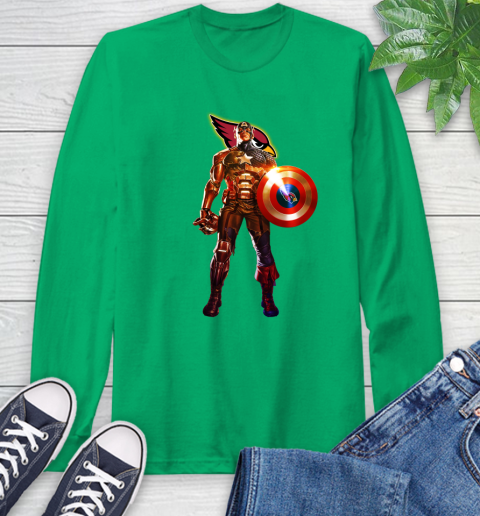 NFL Captain America Marvel Avengers Endgame Football Sports Arizona Cardinals Long Sleeve T-Shirt 7