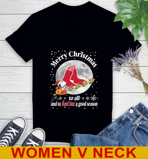 Boston Red Sox Merry Christmas To All And To Red Sox A Good Season MLB Baseball Sports Women's V-Neck T-Shirt