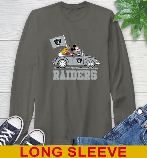 NFL Football Oakland Raiders Pluto Mickey Driving Disney Shirt Long Sleeve T-Shirt 8