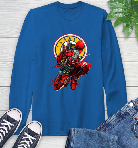 NBA Deadpool Marvel Comics Sports Basketball Indiana Pacers Long Sleeve T-Shirt 9