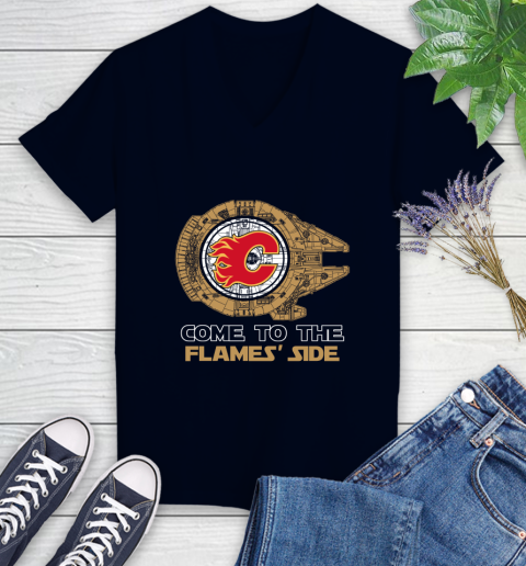 NHL Come To The Calgary Flames Wars Hockey Sports Women's V-Neck T-Shirt 2