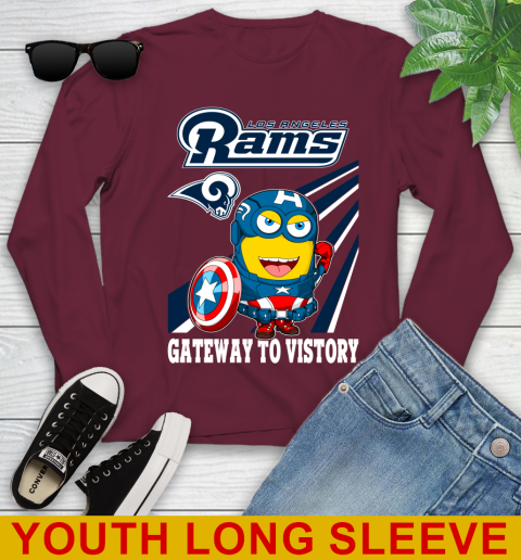 NFL Football Los Angeles Rams Captain America Marvel Avengers Minion Shirt Youth Long Sleeve 6