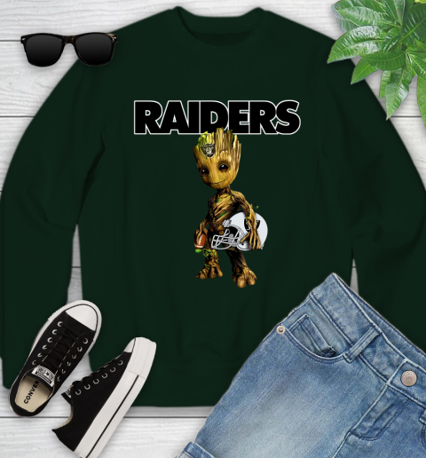 Oakland Raiders NFL Football Groot Marvel Guardians Of The Galaxy Youth Sweatshirt 10