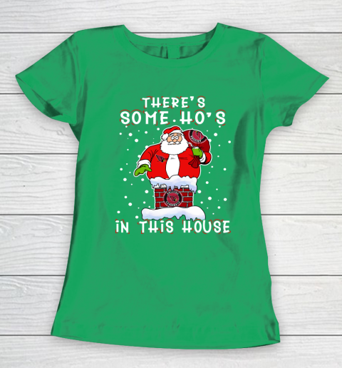 Arizona Cardinals Christmas There Is Some Hos In This House Santa Stuck In The Chimney NFL Women's T-Shirt 5