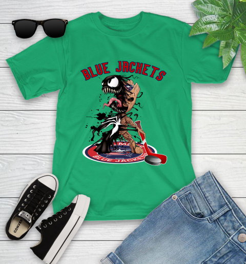 NHL Columbus Blue Jackets Hockey Venom Groot Guardians Of The Galaxy Youth T-Shirt 6