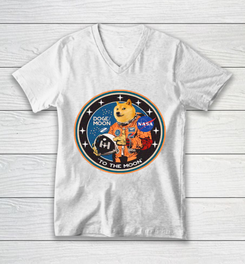Doge coin To The Moon V-Neck T-Shirt
