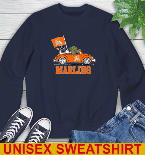 MLB Baseball Miami Marlins Darth Vader Baby Yoda Driving Star Wars Shirt Sweatshirt 3