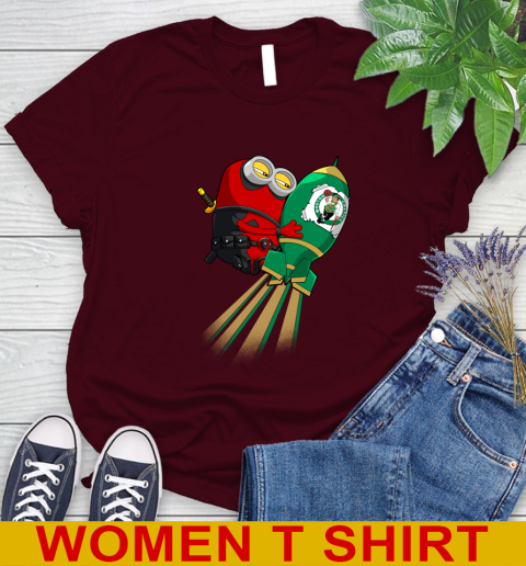 NBA Basketball Boston Celtics Deadpool Minion Marvel Shirt Women's T-Shirt 6