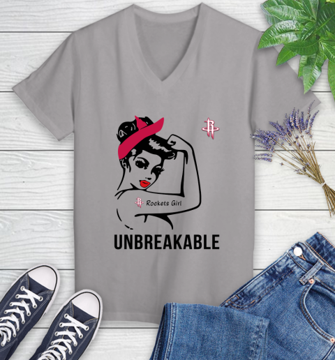 NBA Houston Rockets Girl Unbreakable Basketball Sports Women's V-Neck T-Shirt 2