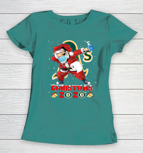 Oakland Athletics Funny Santa Claus Dabbing Christmas 2020 MLB Women's T-Shirt 10
