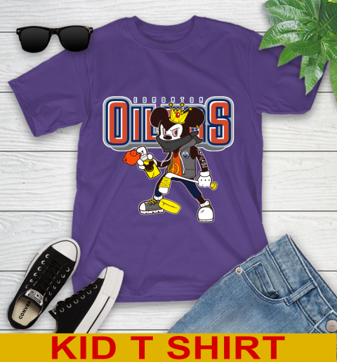 Edmonton Oilers NHL Hockey Mickey Peace Sign Sports Youth T-Shirt - Image 5