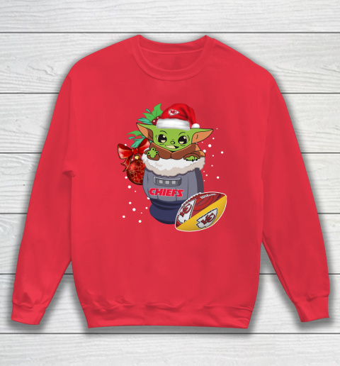 Kansas City Chiefs Christmas Baby Yoda Star Wars Funny Happy NFL Sweatshirt 8