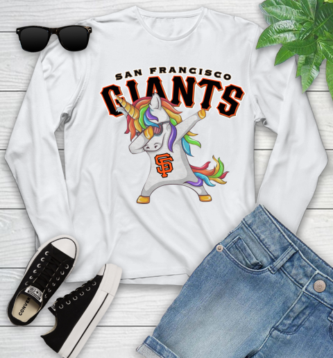San Francisco Giants MLB Baseball Funny Unicorn Dabbing Sports Youth Long Sleeve