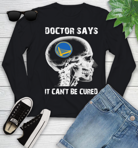 NBA Golden State Warriors Basketball Skull It Can't Be Cured Shirt Youth Long Sleeve