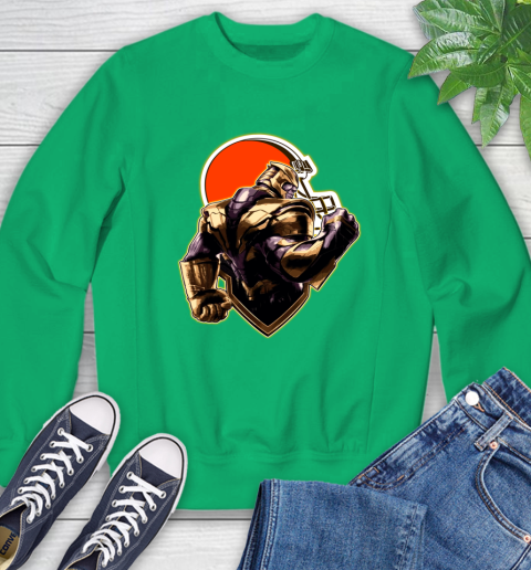 NFL Thanos Avengers Endgame Football Sports Cleveland Browns Sweatshirt - Image 7