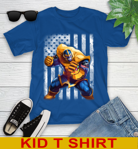 NHL Hockey Columbus Blue Jackets Thanos Marvel American Flag Shirt Youth T-Shirt 10