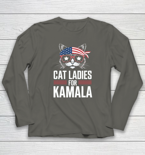 Cat Ladies for Kamala Funny Cat 2024 President Kamala Harris Long Sleeve T-Shirt 4
